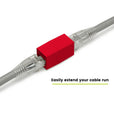 Cat6A Inline Coupler | Unshielded | Red | 2pc | easily extend your cable run