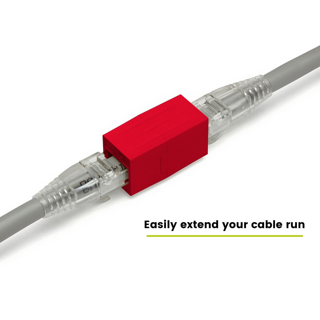 Cat6A Inline Coupler | Unshielded | Red | 6pc | easily extend your cable run