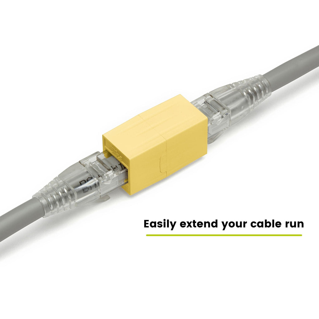 Cat6 Inline Coupler | Unshielded | Yellow | 12pc | easily extend your cable run 
