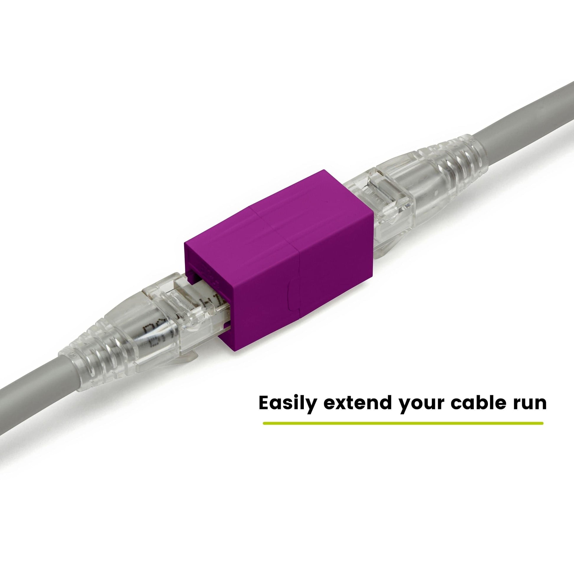 Cat6A Inline Coupler | Unshielded | Purple | 6pc | easily extend your cable run