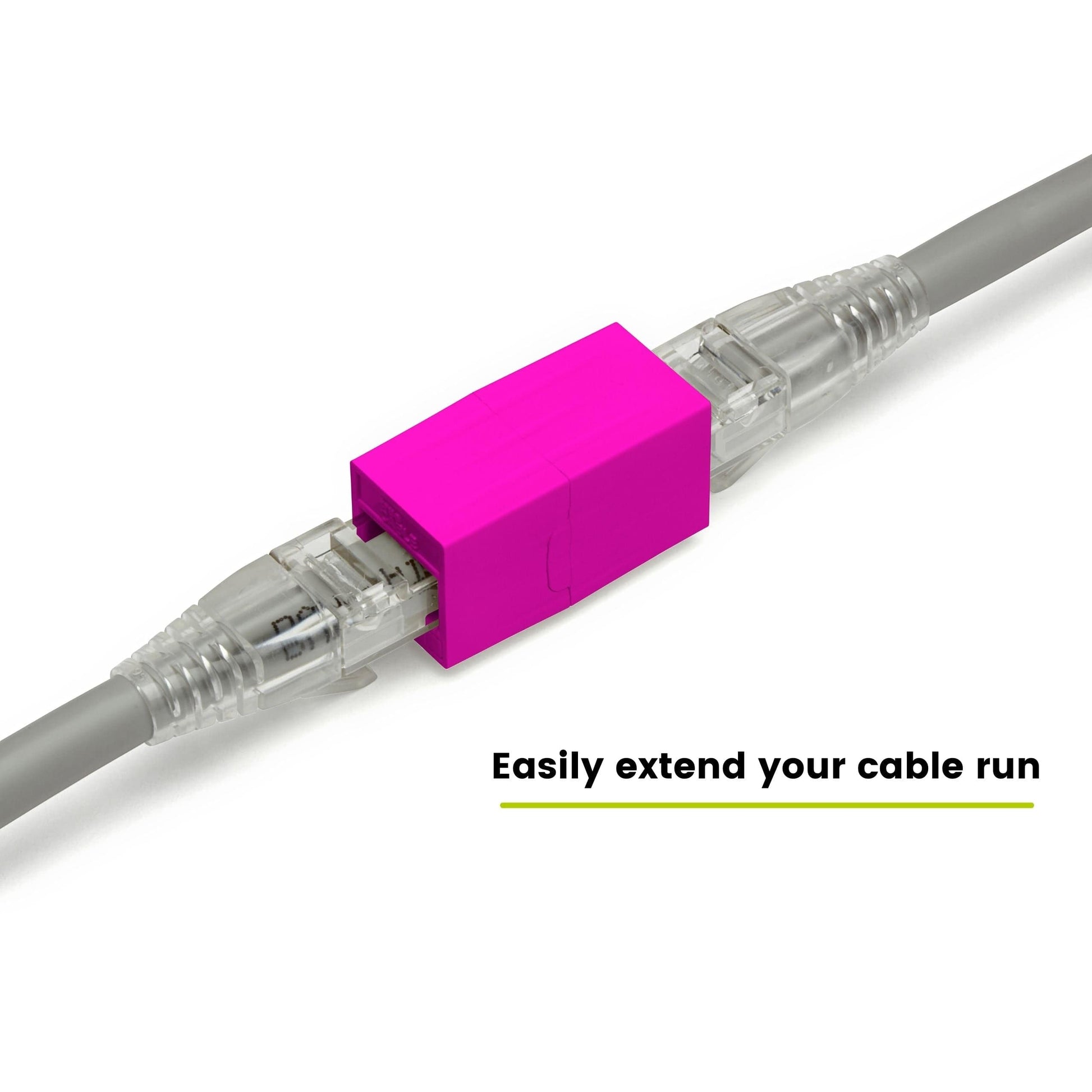 Cat6A Inline Coupler | Unshielded | Pink | 6pc | easily extend your cable run 