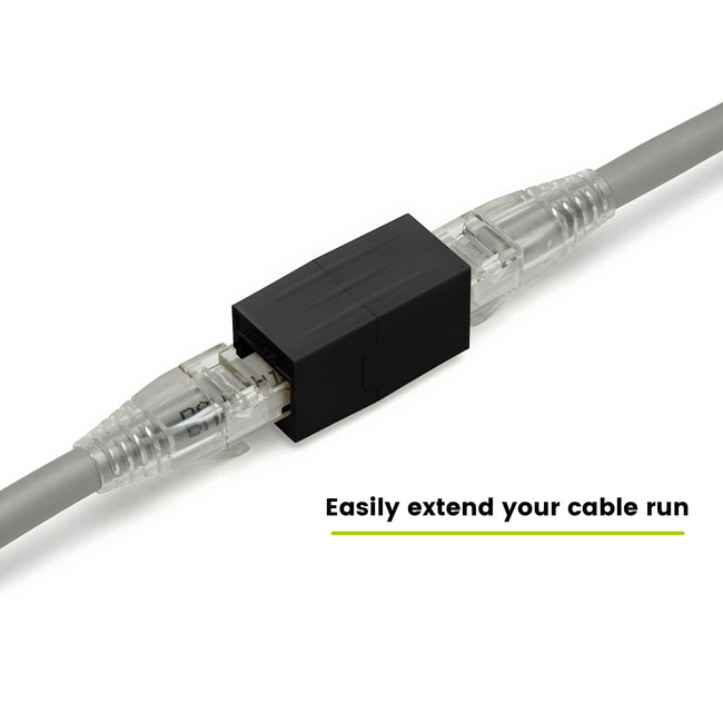 Cat6A Inline Coupler | Unshielded | Black | 2pc | easily extend your cable run 