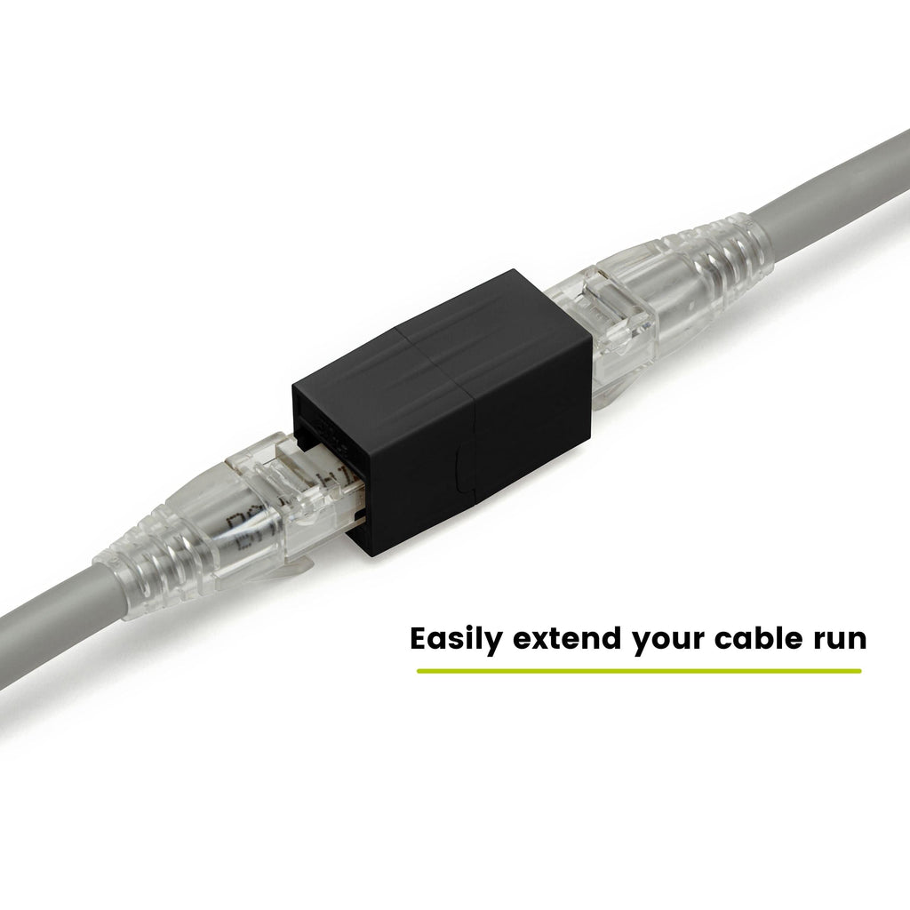 Cat6A Inline Coupler | Unshielded | Black | 12pc | easily extend your cable run