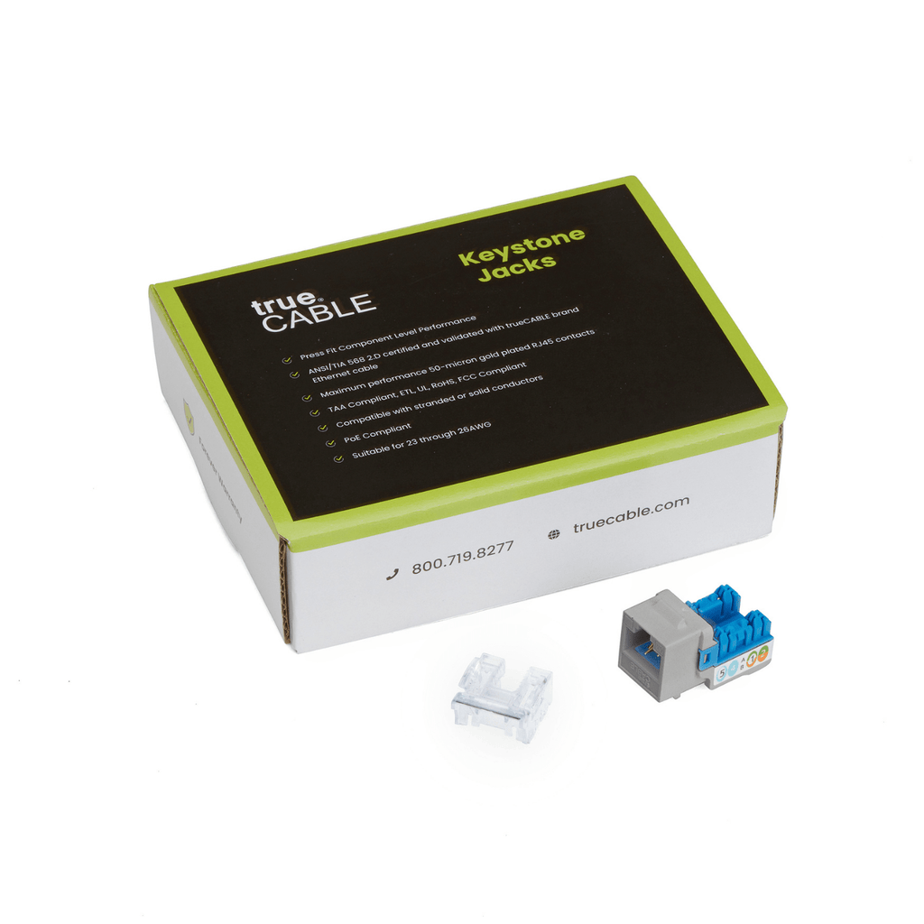 Cat6A Punch Down Keystone Jack | Unshielded | 12pc | Packaging | Gray