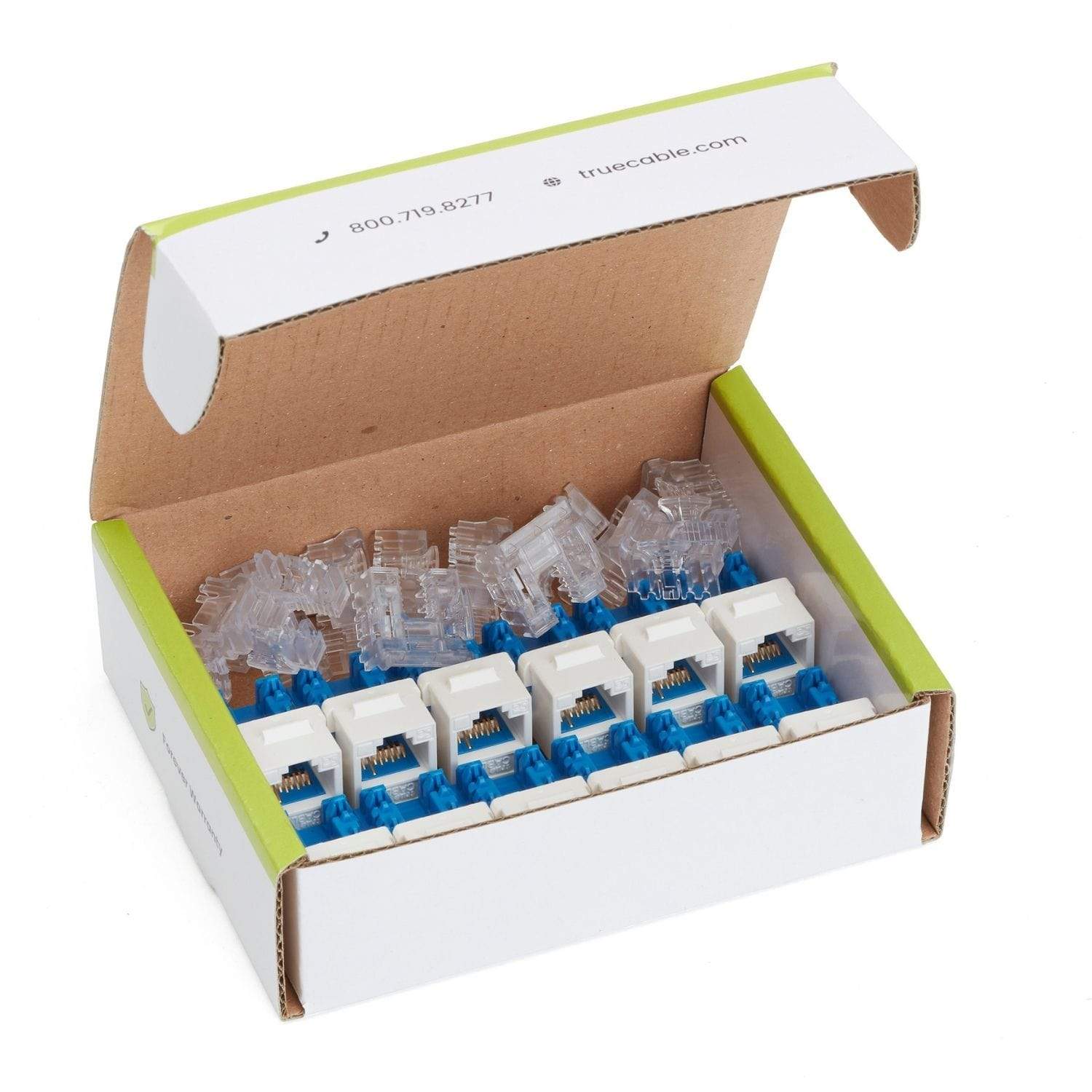 Cat6A Punch Down Keystone Jack | Unshielded | 12pc | Box Contents | White