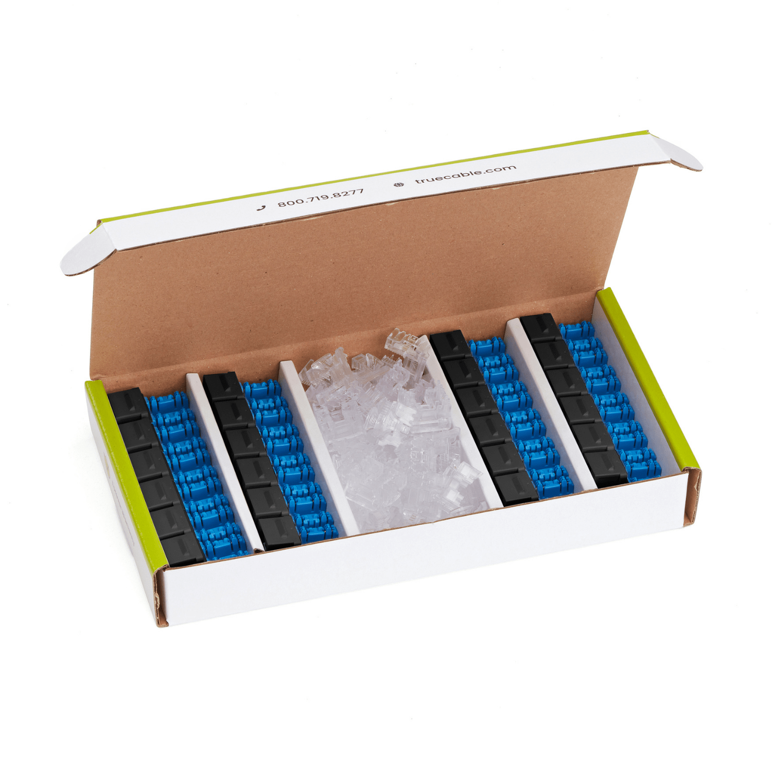 Cat6A Punch Down Keystone Jack | Unshielded | 24pc | Contents of Box | Black