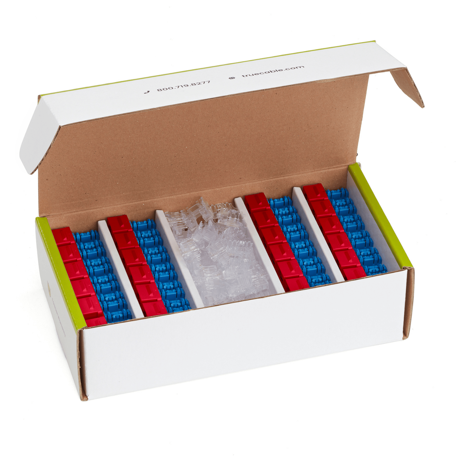 Cat6A Punch Down Keystone Jack | Unshielded | 48pc | Box Contents | Red