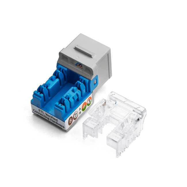 Cat6A Punch Down Keystone Jack | Unshielded | 12pc | Back| Gray