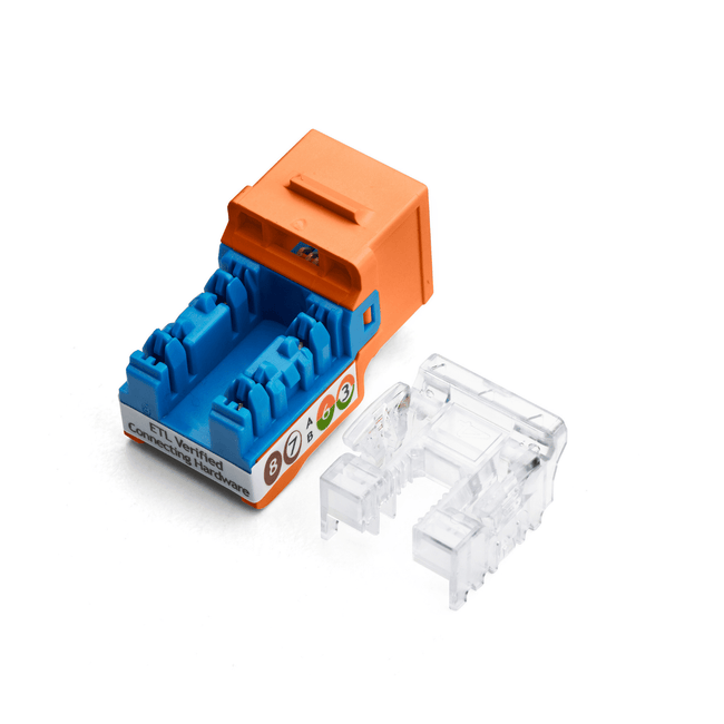 Cat6A Punch Down Keystone Jack | Unshielded | 12pc | Back | Orange