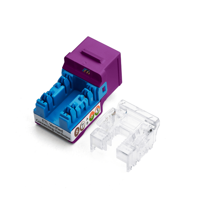 Cat6A Punch Down Keystone Jack | Unshielded | 12pc | Back | Purple