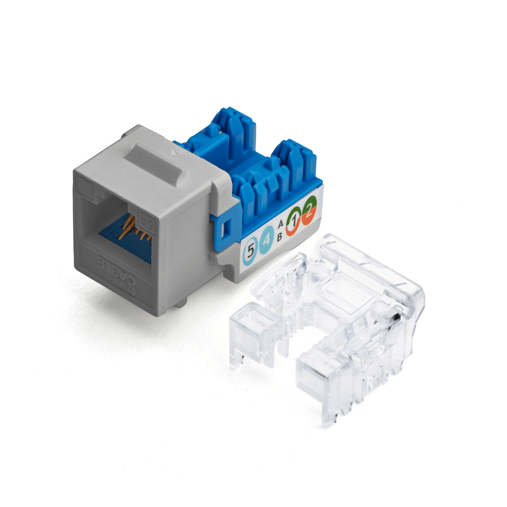 Cat6A Punch Down Keystone Jack | Unshielded | 48pc | Front | Gray