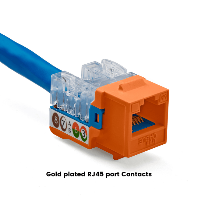 Cat6A Punch Down Keystone Jack | Unshielded | 12pc | Packaging | Orange