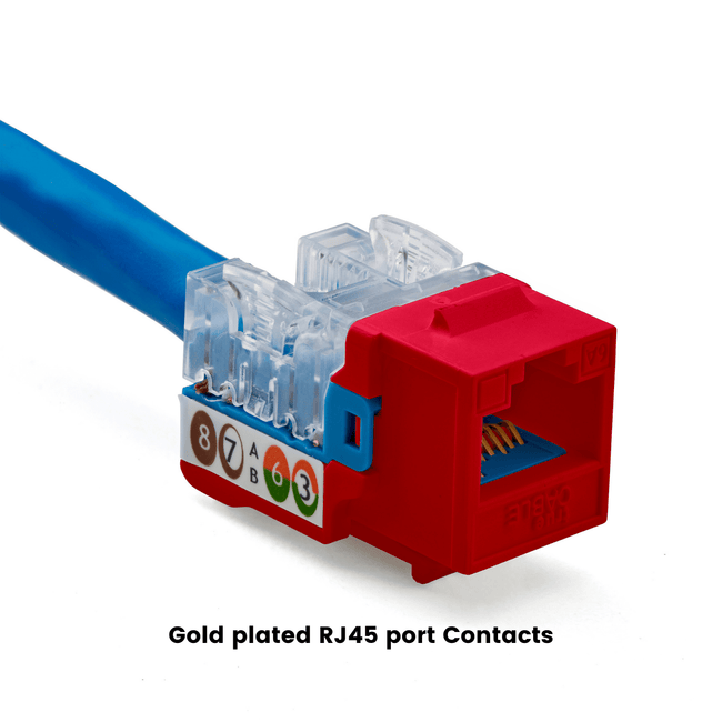 Cat6A Punch Down Keystone Jack | Unshielded | 12pc | Packaging | Red