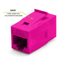 Cat6 Keystone Jack Coupler | Unshielded | Pink | 6 Piece | latch
