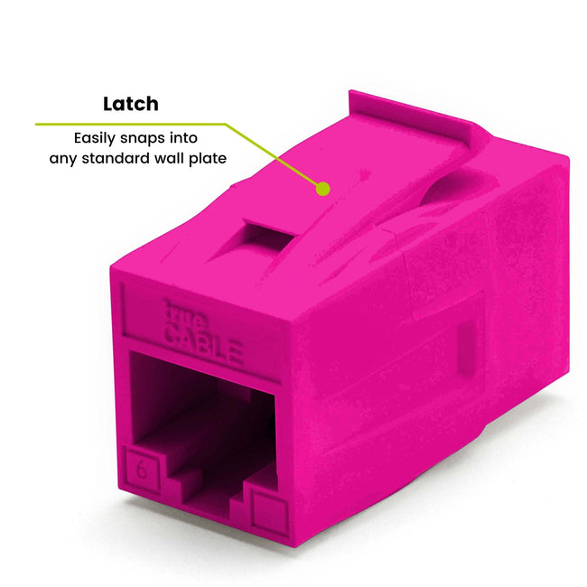 Cat6 Keystone Jack Coupler | Unshielded | Pink | 6 Piece | latch