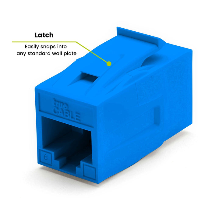 Cat6 Keystone Jack Coupler | Unshielded | Blue | 2 Piece | latch