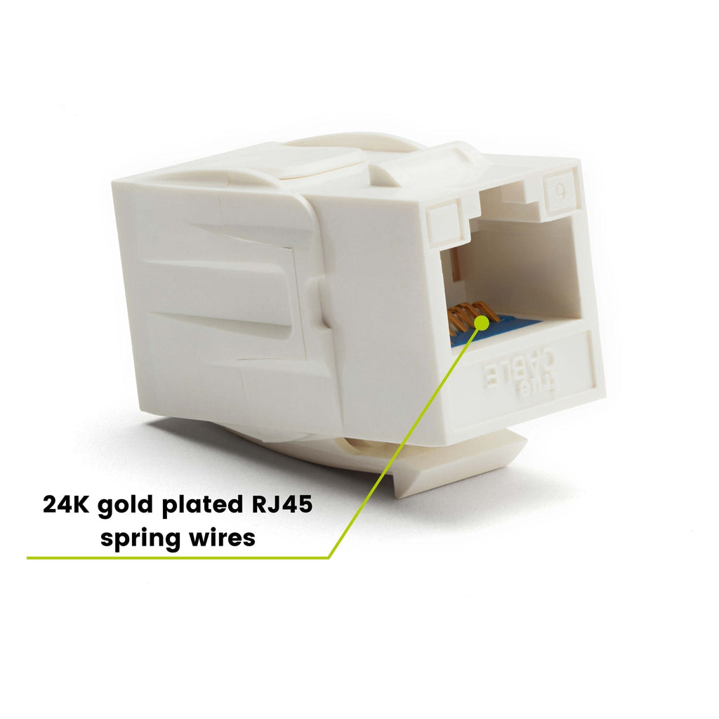 Cat6 Keystone Jack Coupler | Unshielded | White | 12 Piece | 24K gold plated spring wires
