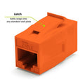 Cat6 Keystone Jack Coupler | Unshielded | Orange | 6 Piece | latch