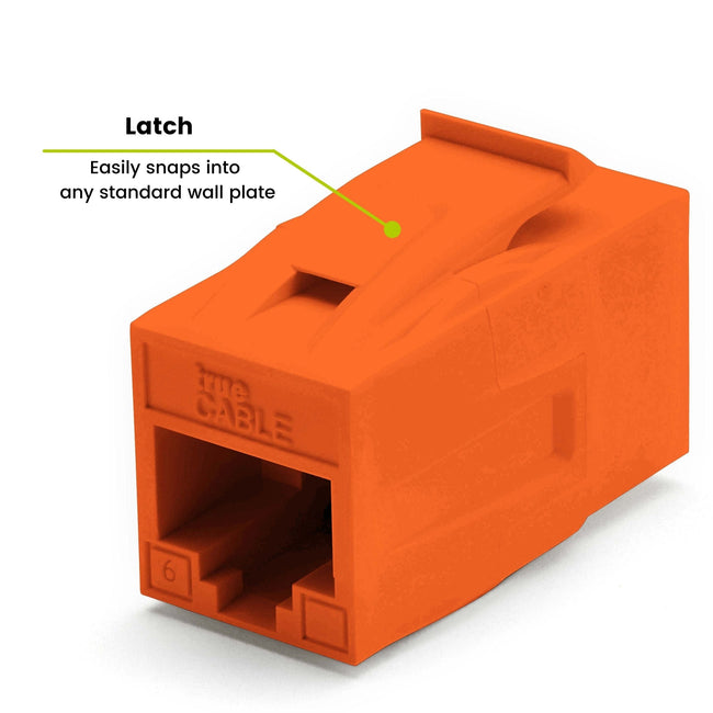 Cat6 Keystone Jack Coupler | Unshielded | Orange | 6 Piece | latch