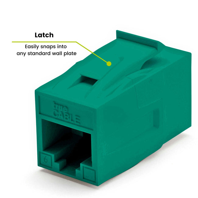 Cat6 Keystone Jack Coupler | Unshielded | Green | 6 Piece | latch