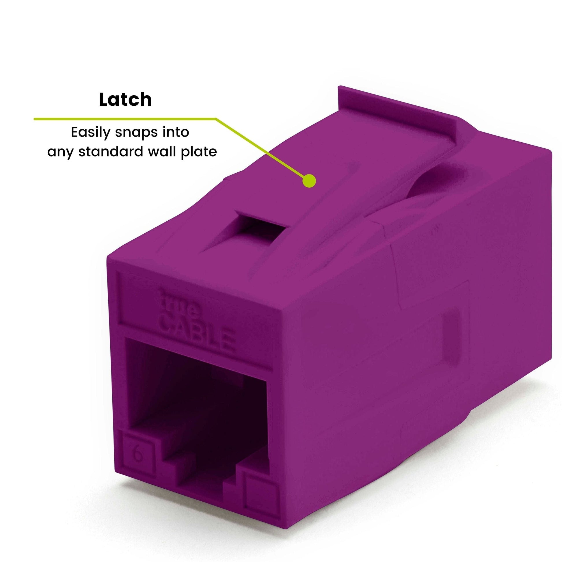 Cat6 Keystone Jack Coupler | Unshielded | Purple | 6 Piece | latch