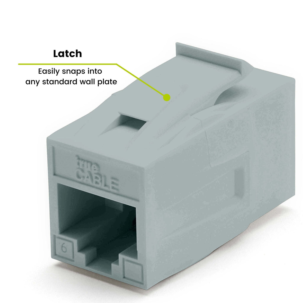 Cat6 Keystone Jack Coupler | Unshielded | Gray | 12 Piece | latch