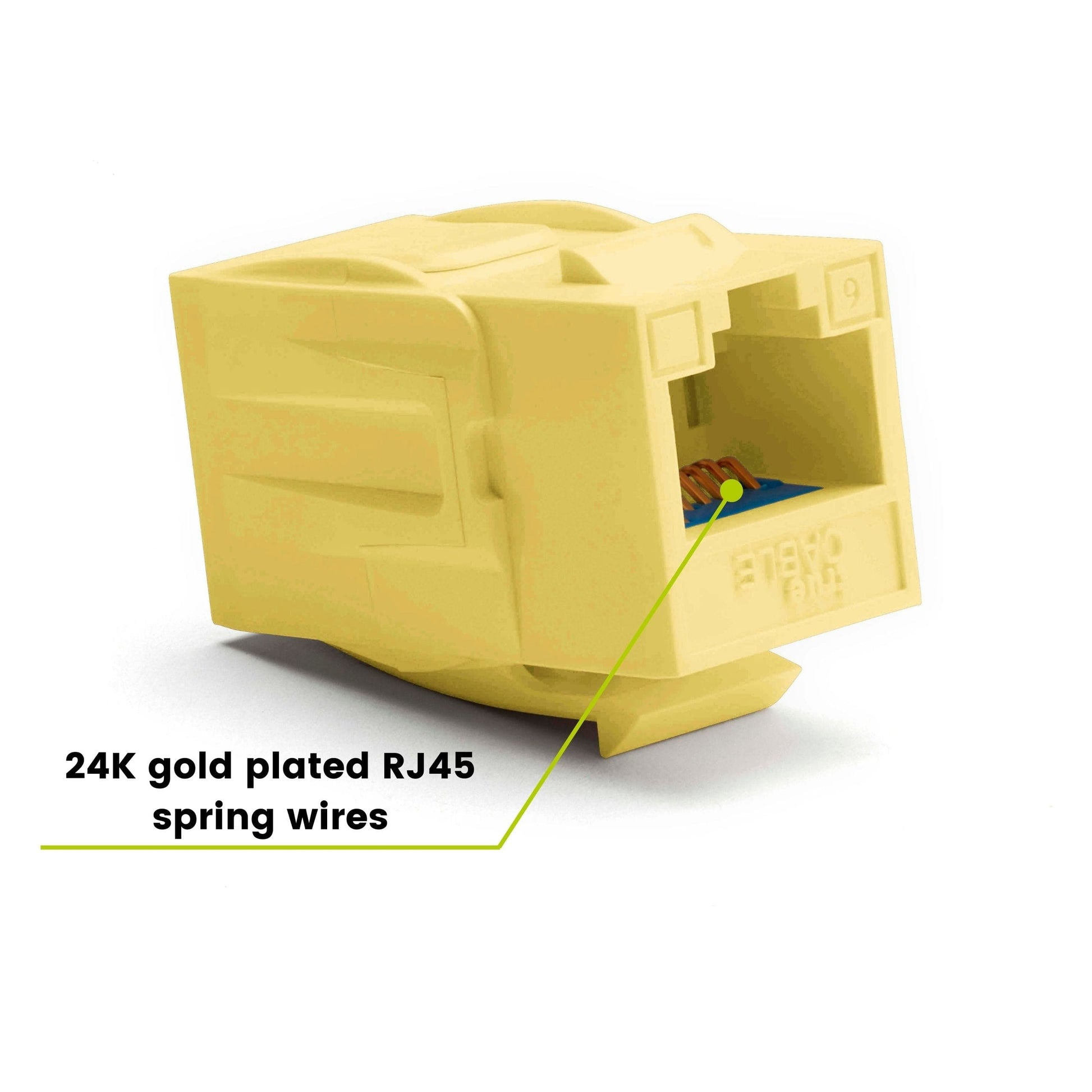 Cat6 Keystone Jack Coupler | Unshielded | Yellow | 2 Piece | 24K gold plated spring wires