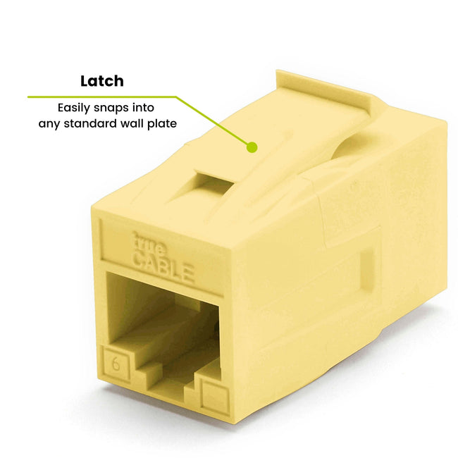 Cat6 Keystone Jack Coupler | Unshielded | Yellow | 2 Piece | latch