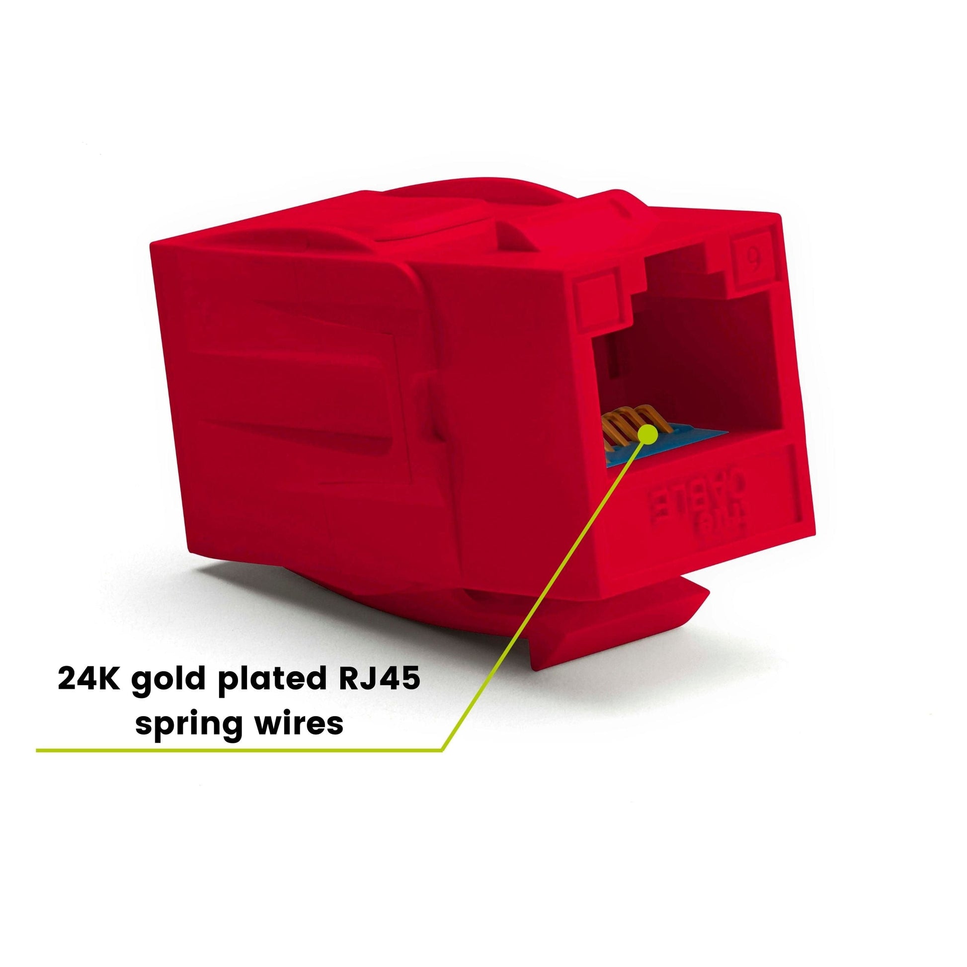 Cat6 Keystone Jack Coupler | Unshielded | red | 2 Piece | 24K gold plated spring wires