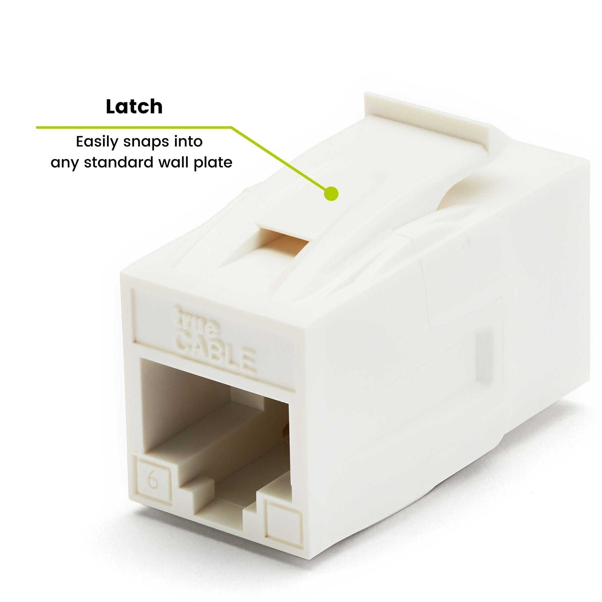 Cat6 Keystone Jack Coupler | Unshielded | White | 12 Piece | latch