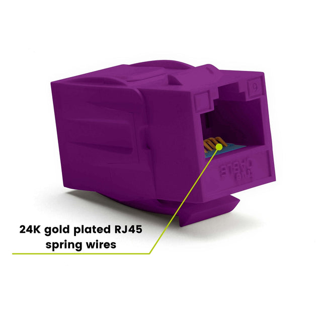 Cat6 Keystone Jack Coupler | Unshielded | Purple | 2 Piece | 24K gold plated spring wires