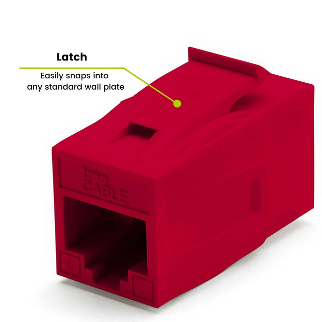 Cat6 Keystone Jack Coupler | Unshielded | red | 6 Piece | latch