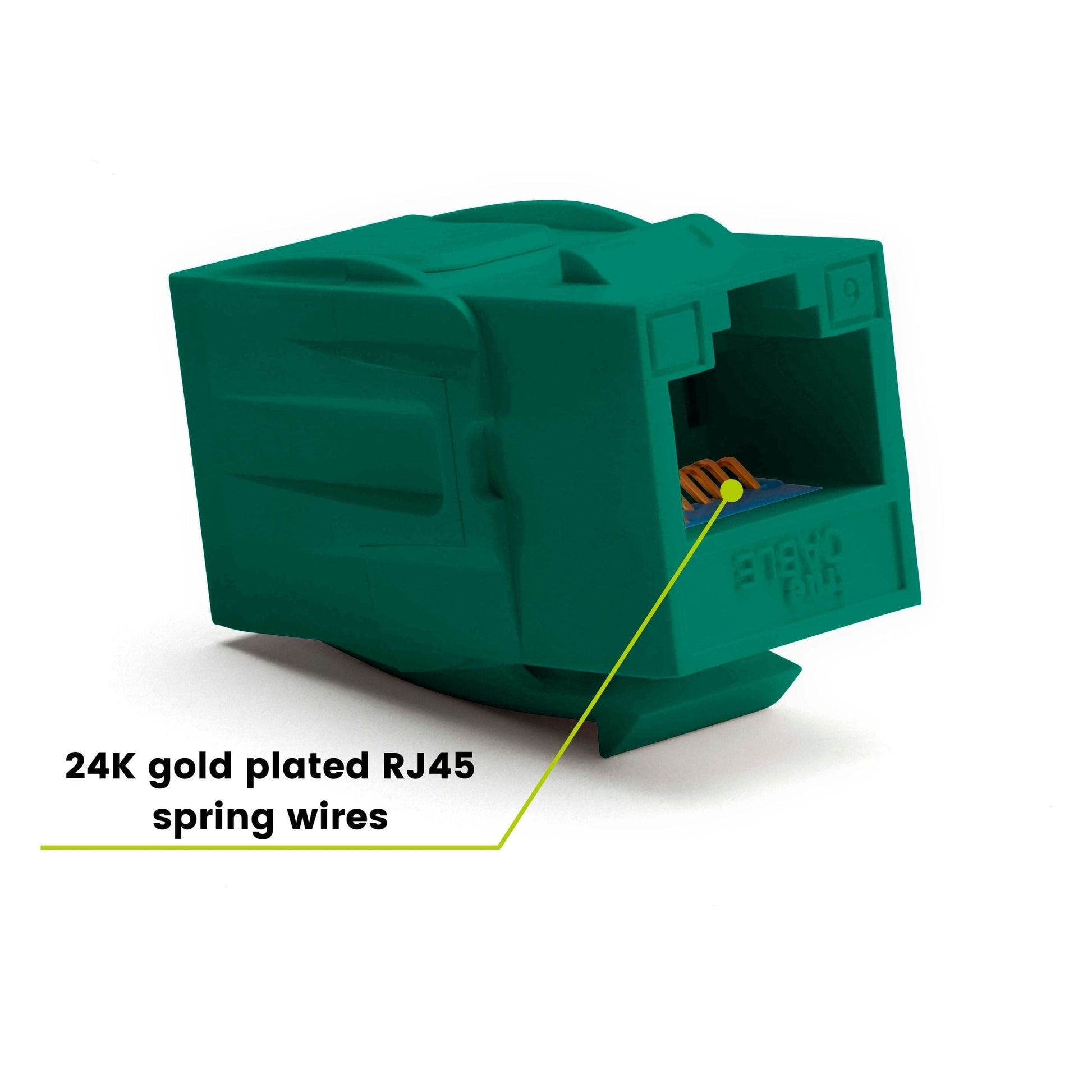 Cat6 Keystone Jack Coupler | Unshielded | Green | 12 Piece | 24K gold plated spring wires