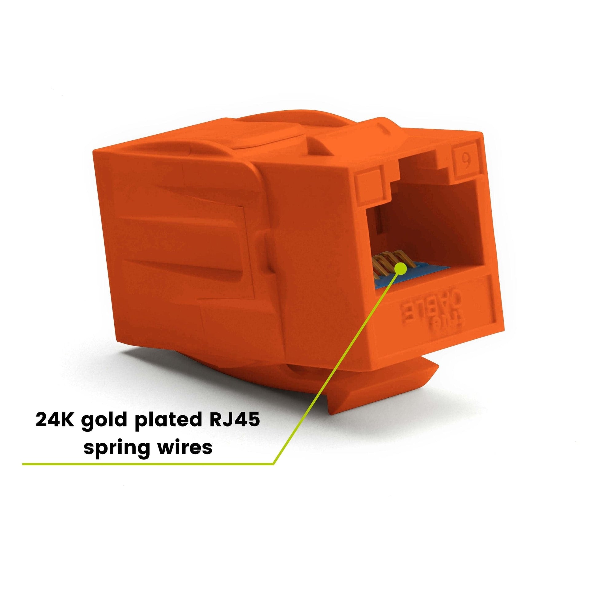Cat6 Keystone Jack Coupler | Unshielded | Orange | 12 Piece | 24K gold plated spring wires