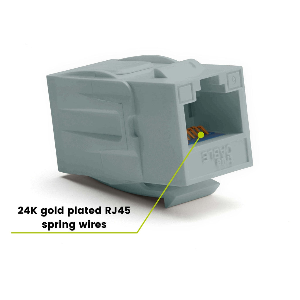 Cat6 Keystone Jack Coupler | Unshielded | Gray | 12 Piece | 24K gold plated spring wires