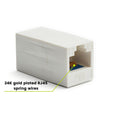 Cat6 Inline Coupler | Unshielded | White | 12pc | 24K gold plated spring wires