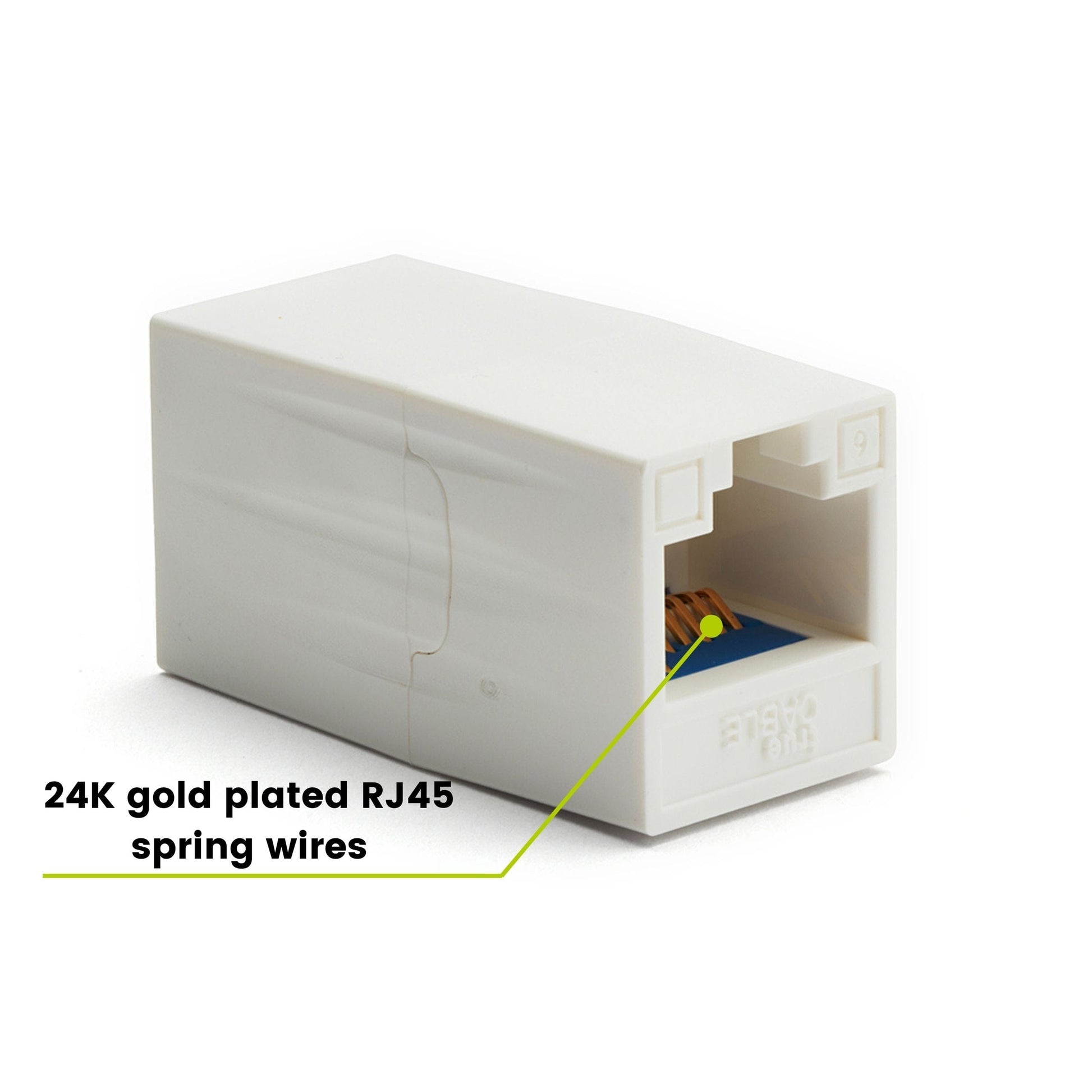 Cat6 Inline Coupler | Unshielded | White | 6pc | 24K gold plated spring wires