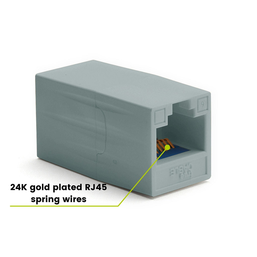 Cat6 Inline Coupler | Unshielded | Gray | 6pc | 24K gold plated spring wires