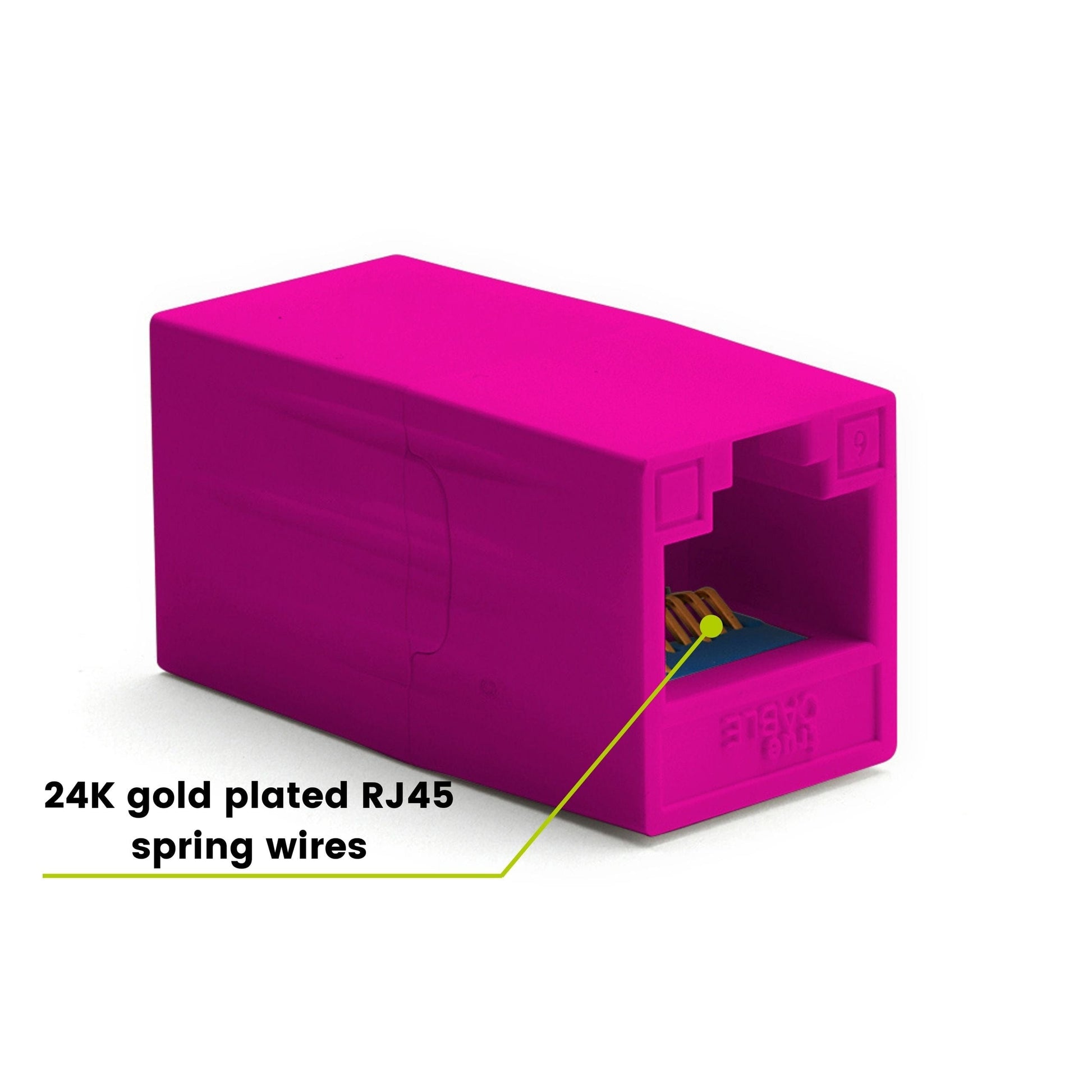 Cat6 Inline Coupler | Unshielded | Pink | 6pc | 24K gold plated spring wires