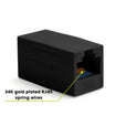 Cat6 Inline Coupler | Unshielded | Black | 6pc | 24K gold plated spring wires