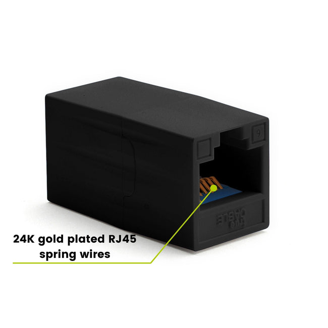 Cat6 Inline Coupler | Unshielded | Black | 6pc | 24K gold plated spring wires