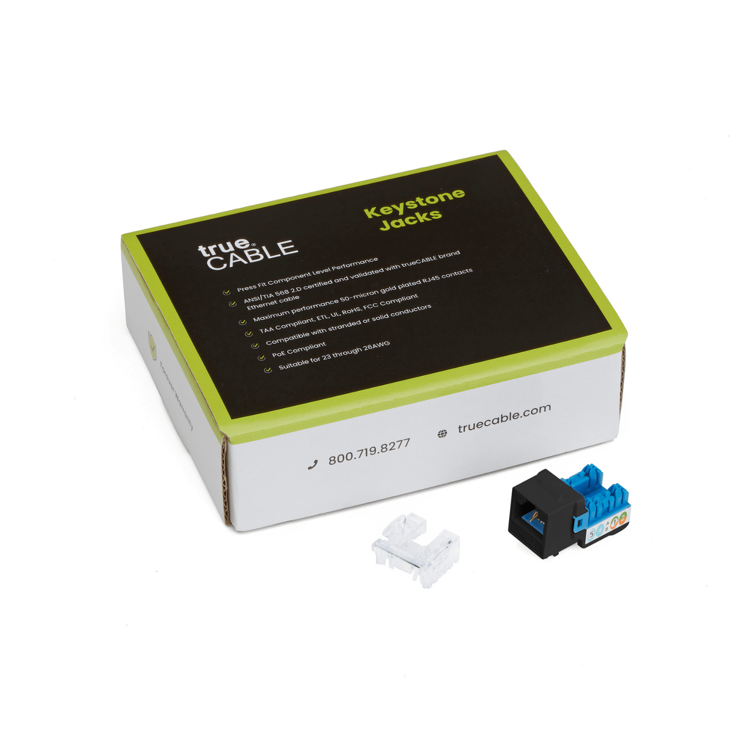 Cat6 Punch Down Keystone Jack | Unshielded | 12pc | Packaging | Black