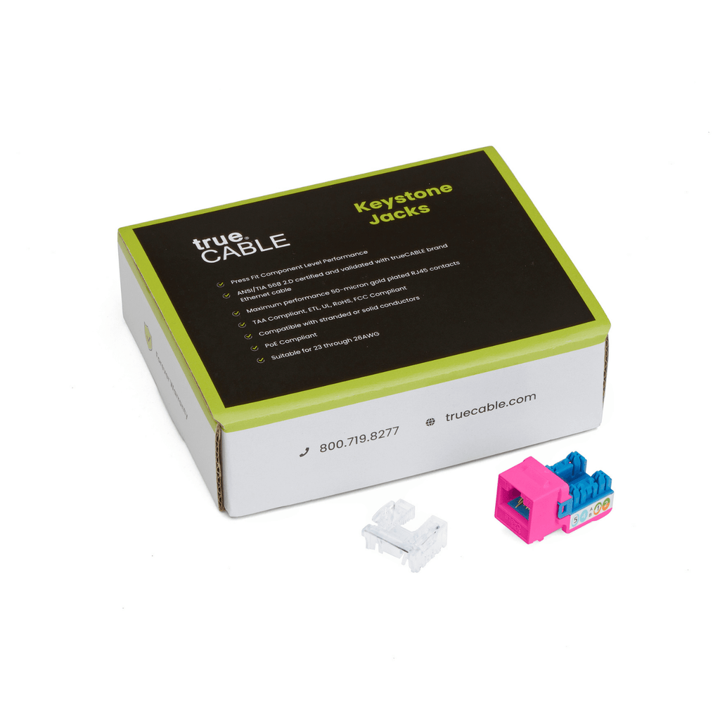 Cat6 Punch Down Keystone Jack | Unshielded | 12pc | Packaging | Pink