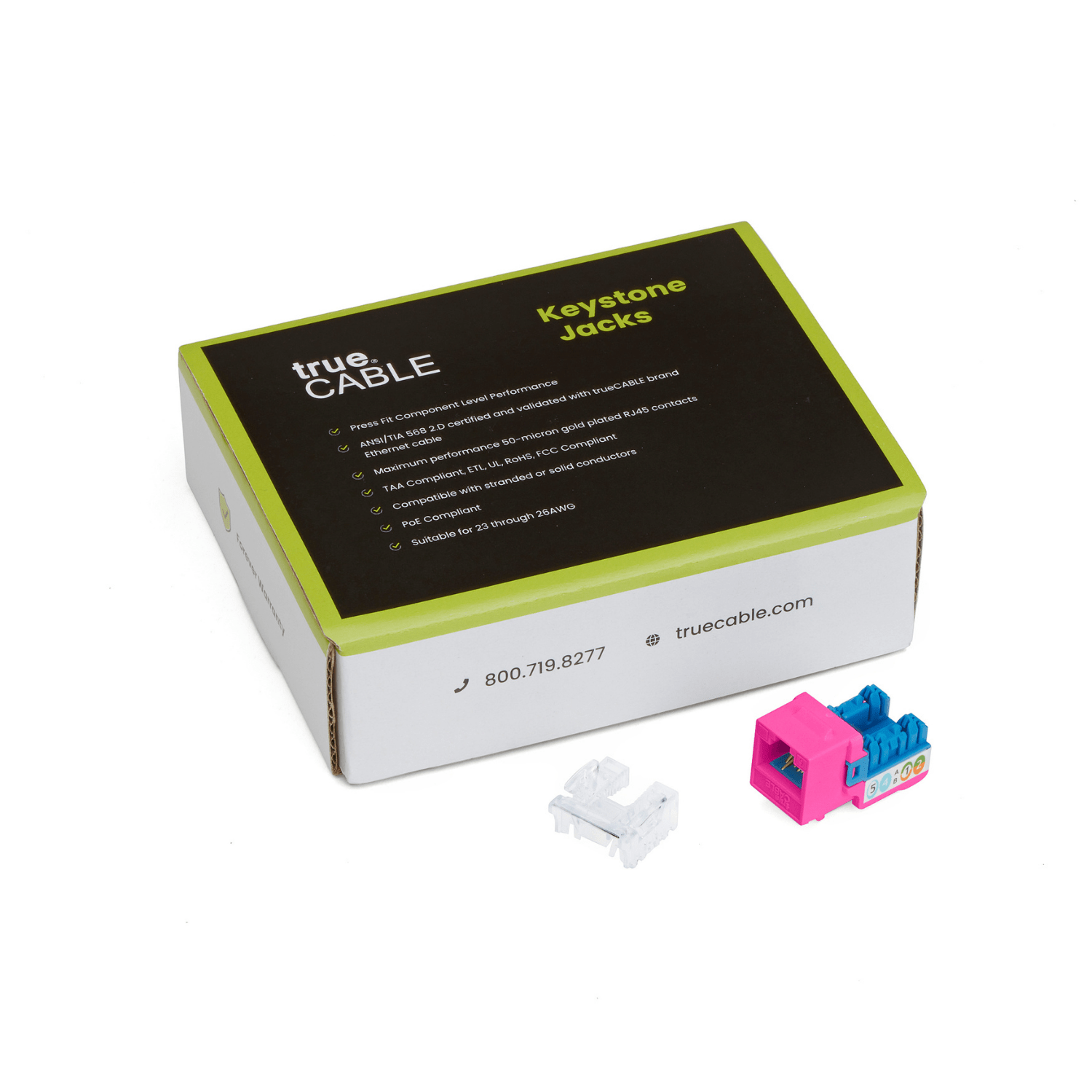 Cat6 Punch Down Keystone Jack | Unshielded | 12pc | Packaging | Pink