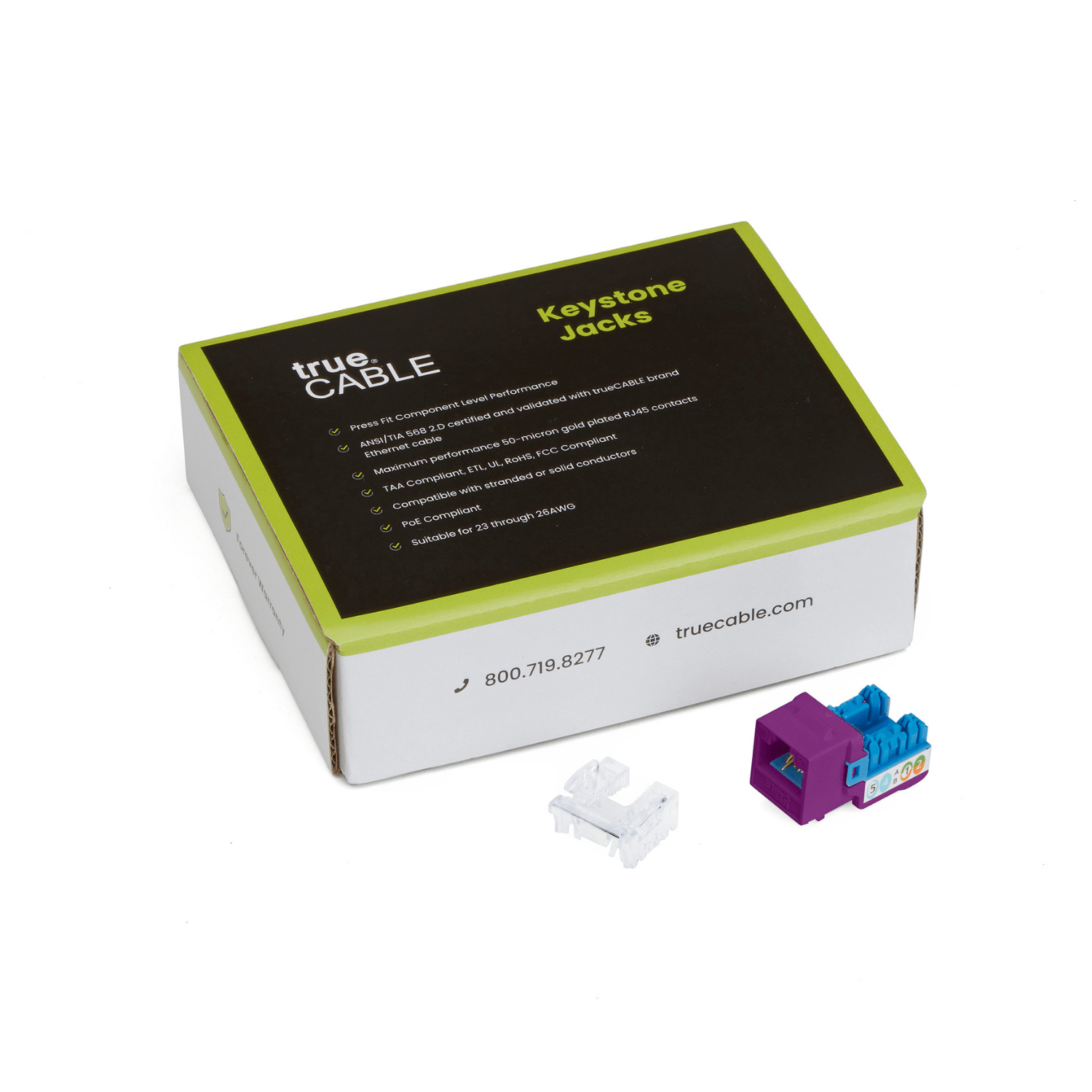 Cat6 Punch Down Keystone Jack | Unshielded | 12pc | Packaging | Purple