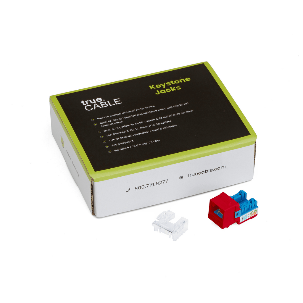 Cat6 Punch Down Keystone Jack | Unshielded | 12pc | Packaging | Red