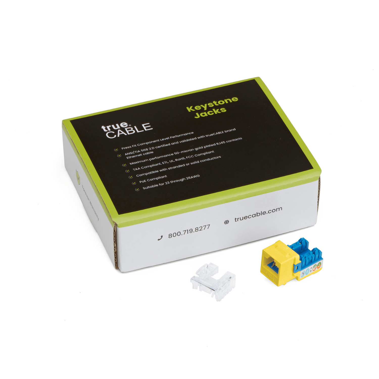 Cat6 Punch Down Keystone Jack | Unshielded | 12pc | Packaging | Yellow