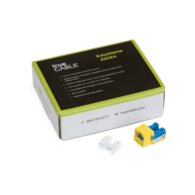 Cat6 Punch Down Keystone Jack | Unshielded | 12pc | Packaging | Yellow