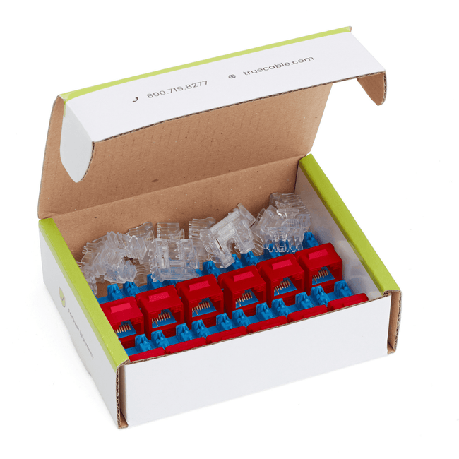 Cat6 Punch Down Keystone Jack | Unshielded | 12pc | Box Contents | Red