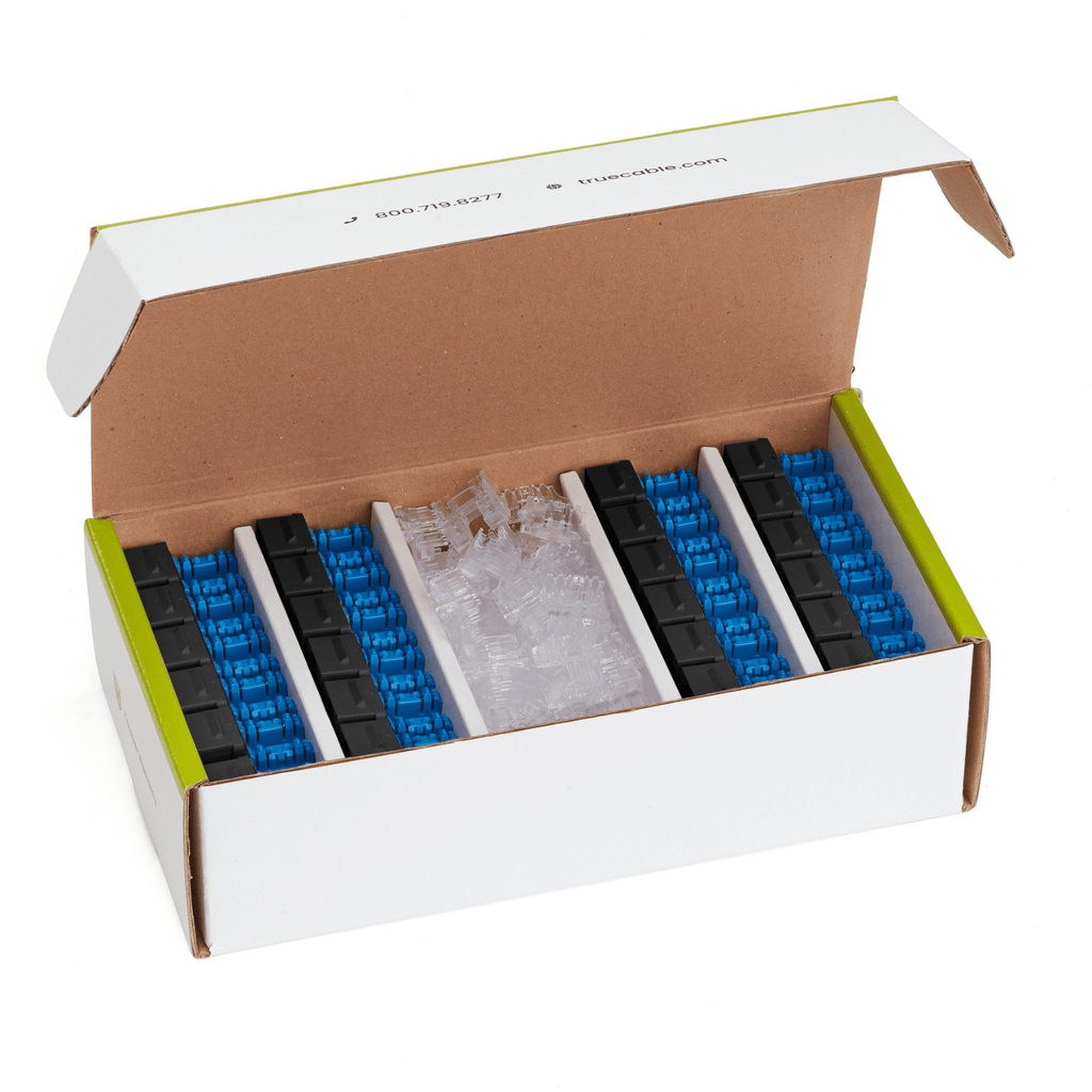 Cat6 Punch Down Keystone Jack | Unshielded | 48pc | Box Contents | Black